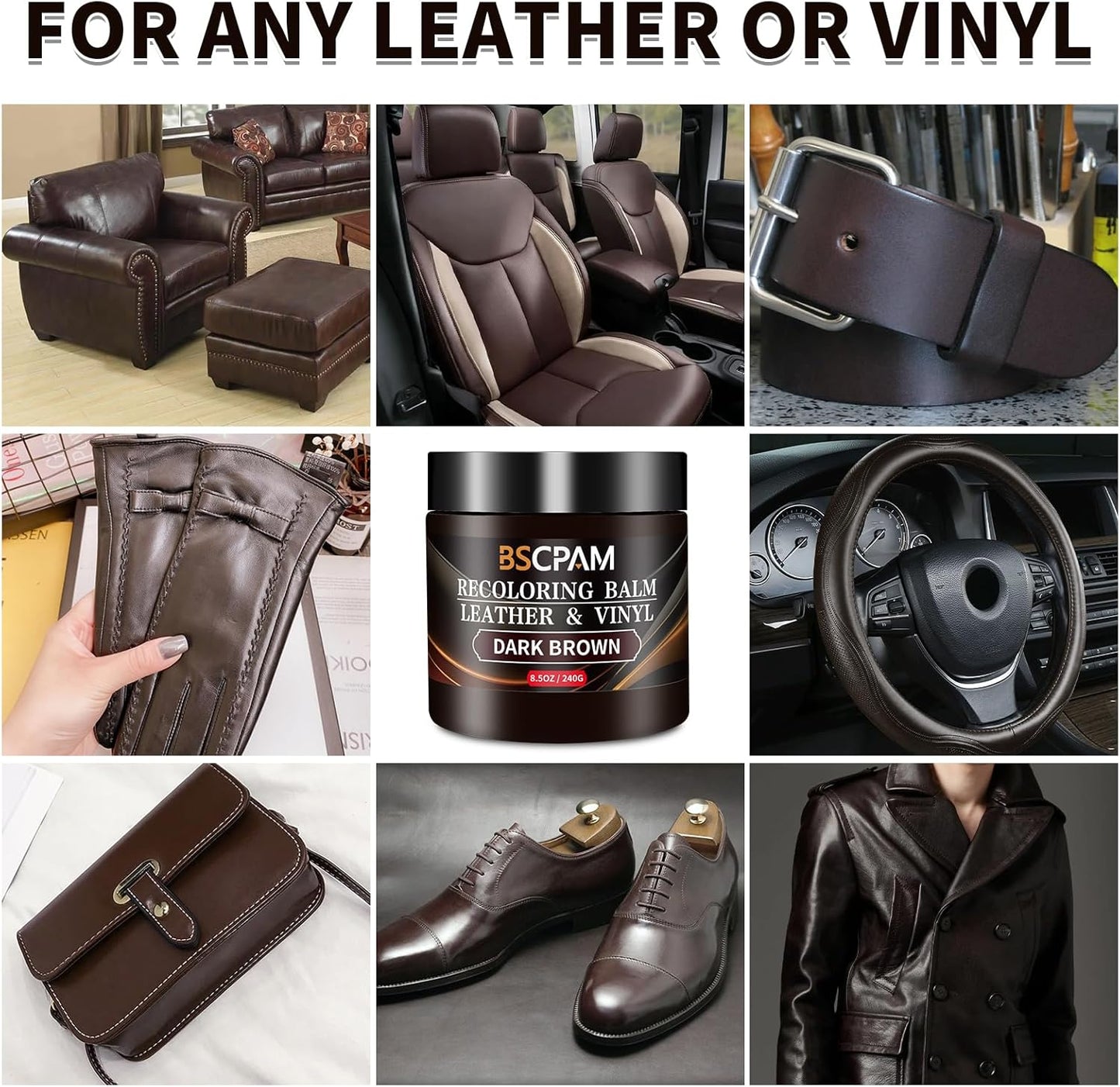 Dark Brown Leather Recoloring Balm with 100ml Mink Oil,Leather Couch Scratch Remover,Leather Repair kit for Vinyl Furniture and Car Interior,Leather Dye Paint,Mink Oil for Leather