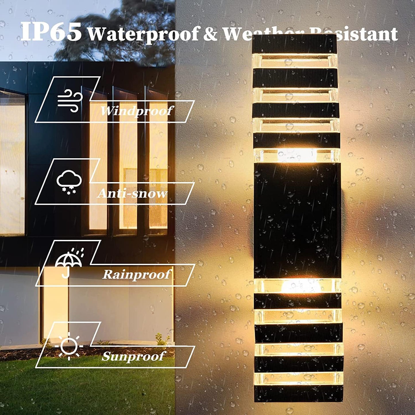 18inch LED Square Up & Down Wall Lights,24W Outdoor Wall Light 4000K Day White Aluminum Body Waterproof IP65 LED Exterior Light Fixtures Wall Mount for House Patio Garage Garden. (A-1 Pack)