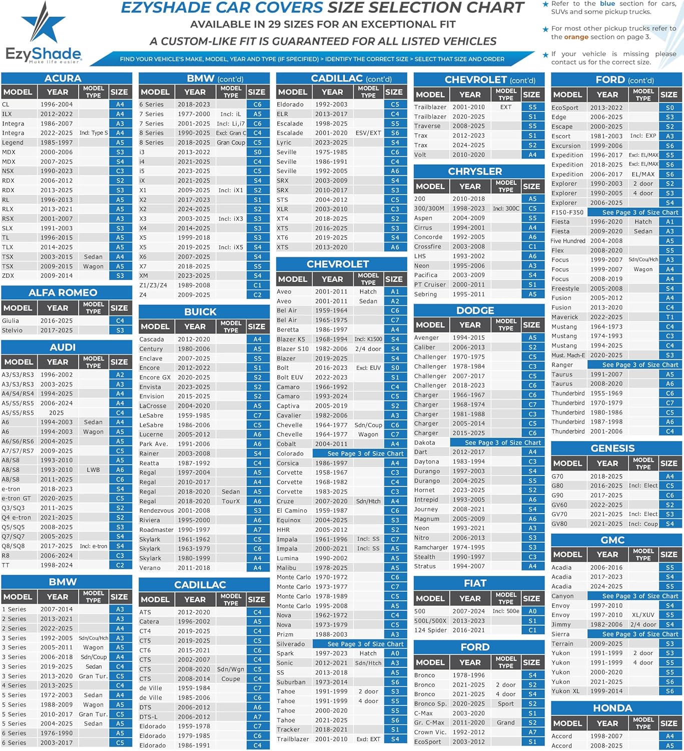 EzyShade 10-Layer Truck Cover Waterproof All Weather. See Vehicle Size-Chart for Accurate Fit. Full Outdoor Pickup Truck Covers for Silverado F150 RAM 1500. Sun Wind Rain. Size T4 (See SizeChart)