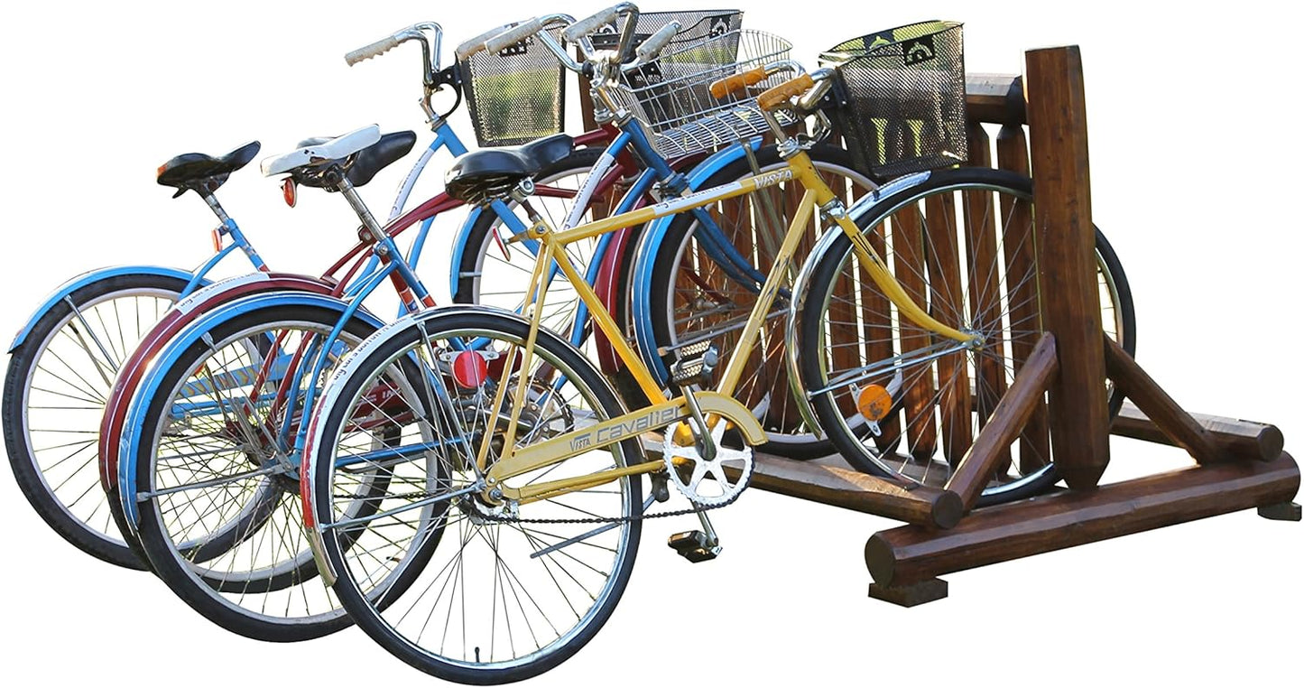 13-Place Bike Log Rack, Outdoor Bike Stand, Freestanding Commercial Bicycle Storage Racks, Standing Rack for Bikes, Bicycle Parking Floor Stand, Ebike Racks, Fat Tire Bikes for Men - Canyon Brown