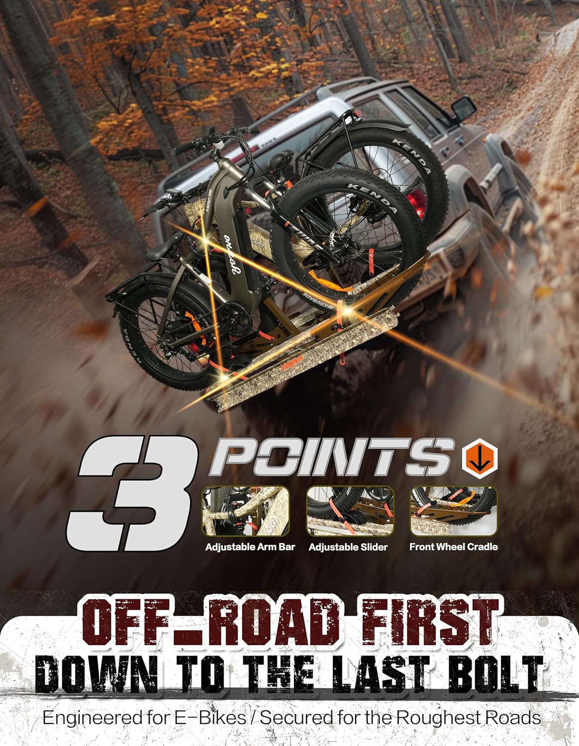 Young Bike Rack Hitch Mount for 2 E-Bikes, Fat Tire, Electric Bike Rack, Car, SUV, Truck, RV, Platform Carrier, 200lbs Capacity, Foldable, Anti-Wobble, Bike Holder, Cargo Rack, 2" Receiver, Camo