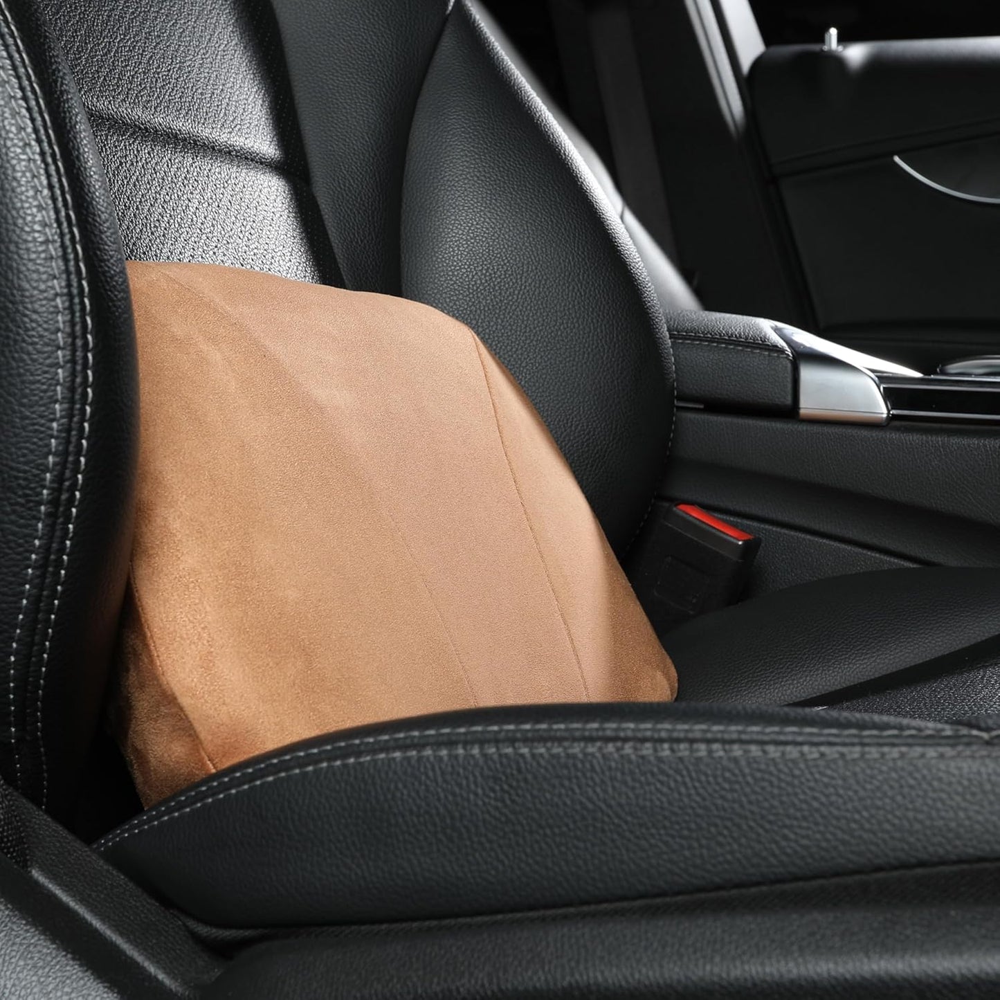 1P Lumbar Support Pillow,15.5x8.7 Memory Foam,Superfiber Suede,Drive car Back Pillows,seat,Office,Rest,Improve Posture(Orange-Brown)