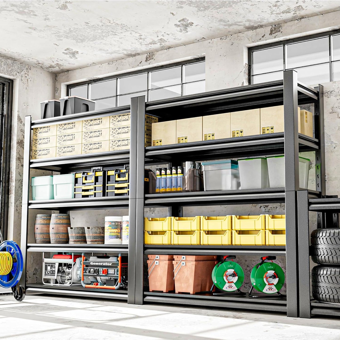 Garage Shelving,Storage Shelves,Adjustable 5 Tier Metal Heavy Duty Racks,Tool Utility Shelf Industrial for Garage Warehouse Basement,18" D x48 Wx78 H