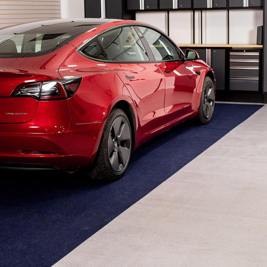 G-Floor Drip & Dry Absorbent (7'6" x 22', Blue) Floor Mat with Waterproof Vinyl Backing for Protecting Your Garage Floor - Just Unroll to Install!