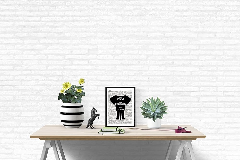 Black Elephant Dictionary Art Print - Inspirational Quotes Upcycled Vintage Wall Decor Dictionary Book Page Art - Handmade Animal Decor Gift - Unframed