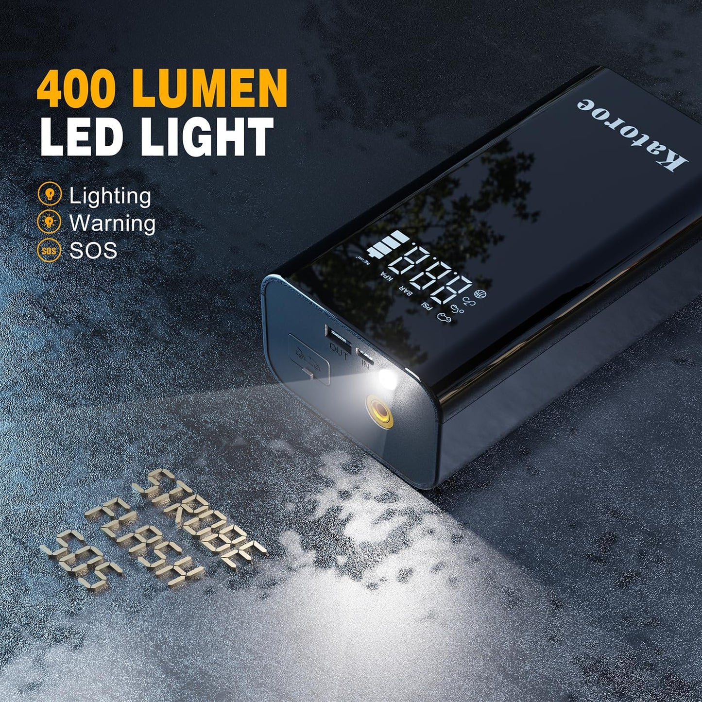 Jump Starter with Air Compressor, 5000A Portable Car Battery Jump Starter (9.0L Gas/7.0L Diesel), 150PSI Tire Inflator 12V Battery Jumper Starter Portable with Jumper Cables, LED Light (Q7-5000A)