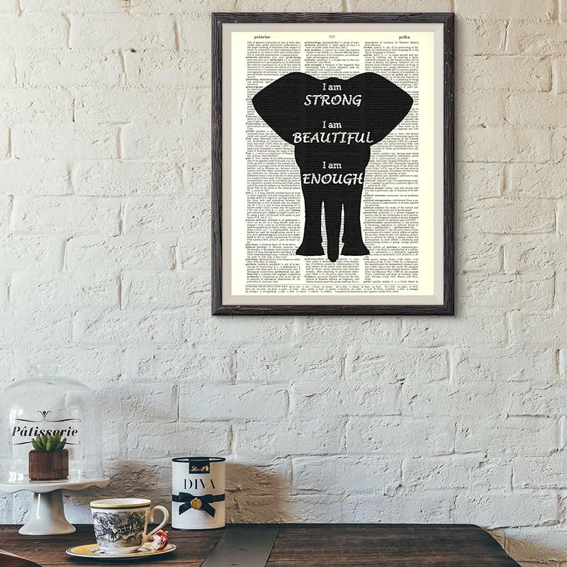 Black Elephant Dictionary Art Print - Inspirational Quotes Upcycled Vintage Wall Decor Dictionary Book Page Art - Handmade Animal Decor Gift - Unframed