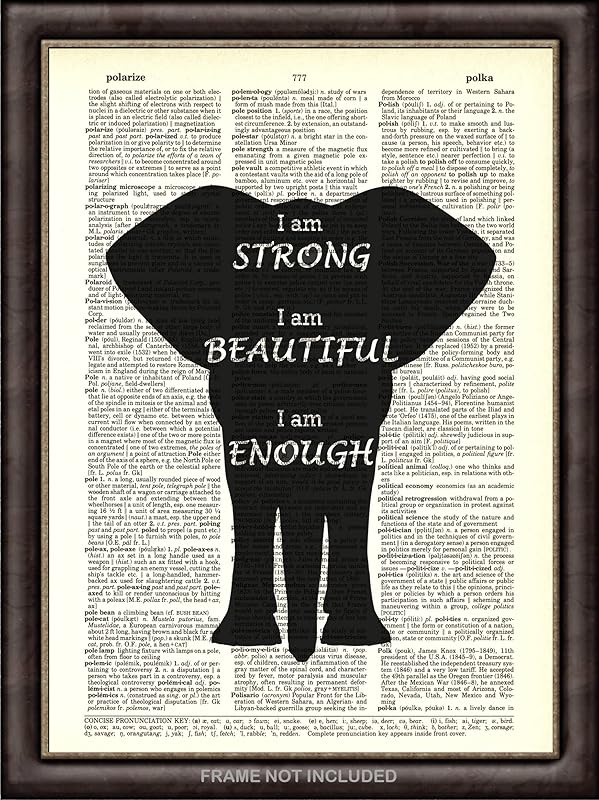 Black Elephant Dictionary Art Print - Inspirational Quotes Upcycled Vintage Wall Decor Dictionary Book Page Art - Handmade Animal Decor Gift - Unframed