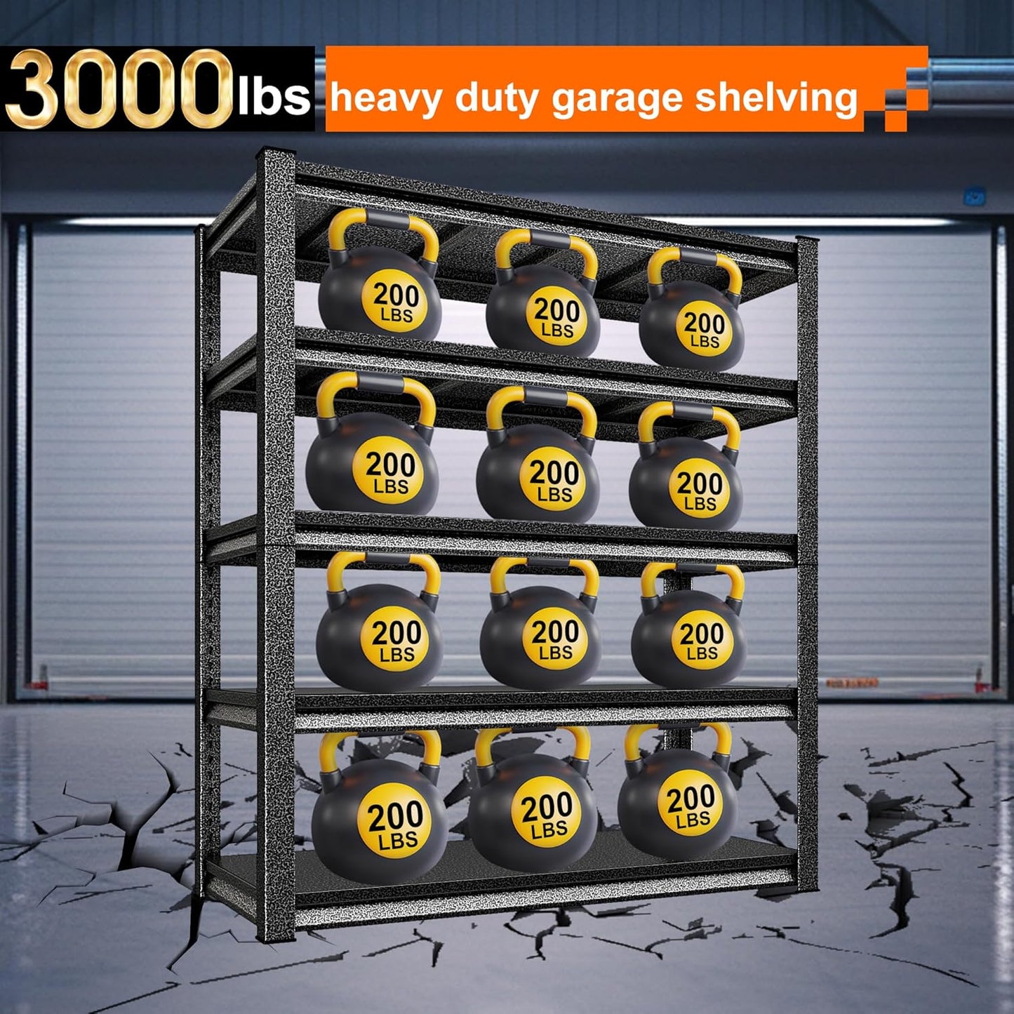 Garage Storage Shelves Heavy Duty, 48”W Garage Shelving and Storage Rack, 3000LBS Loads Shelving Units, Adjustable 5-Tier Metal Shelves for Garage, Warehouses, 48”W×24”D×78”H,Silver