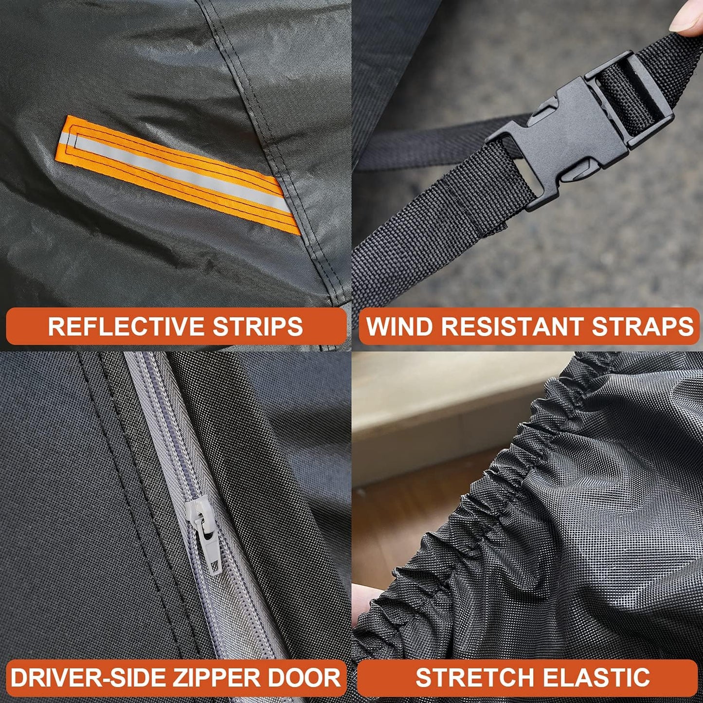 Kayme Car Cover Waterproof All Weather, Full Exterior Cover Outdoor Sun Protection with Zipper, Universal Fit for BMW E46 E36 E30, VW EOS, Nissan 350Z 370Z Versa, Hyundai Accent,etc (Up to 177 inch)