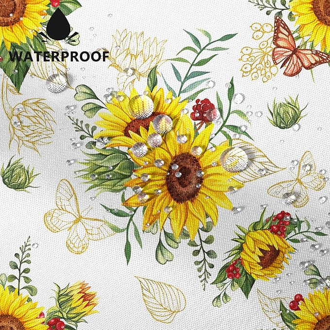 AWERT Vibrant Sunflower Shower Curtain for Bathroom,Waterproof Fabric Plants Shower Curtain with Hooks 72x72 inch
