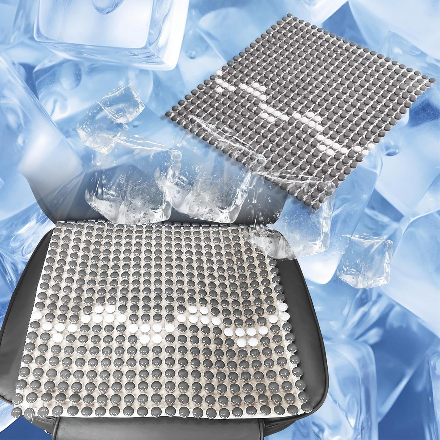 HOMREST Cooling Car Seat Cushion Back Pain Relief Ceramic Beaded Seat Cover Comfy Extreme Summer Massage Seat Pad for Car, Trucks,Executive Office Chairs(Grey)