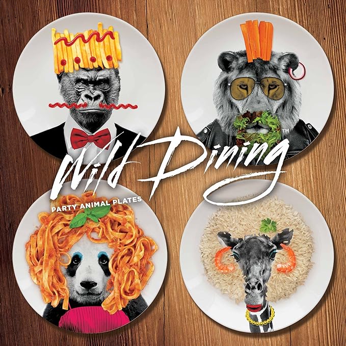 Wild Dining Dinner Plate I Funny Dinner Plate I 100% Ceramic I 9-inch Plate I Funny Plate with Goofy Pet Print I Novelty Tableware | Gift Idea for Students | Dishwasher Microwave and Food Safe (Bear)