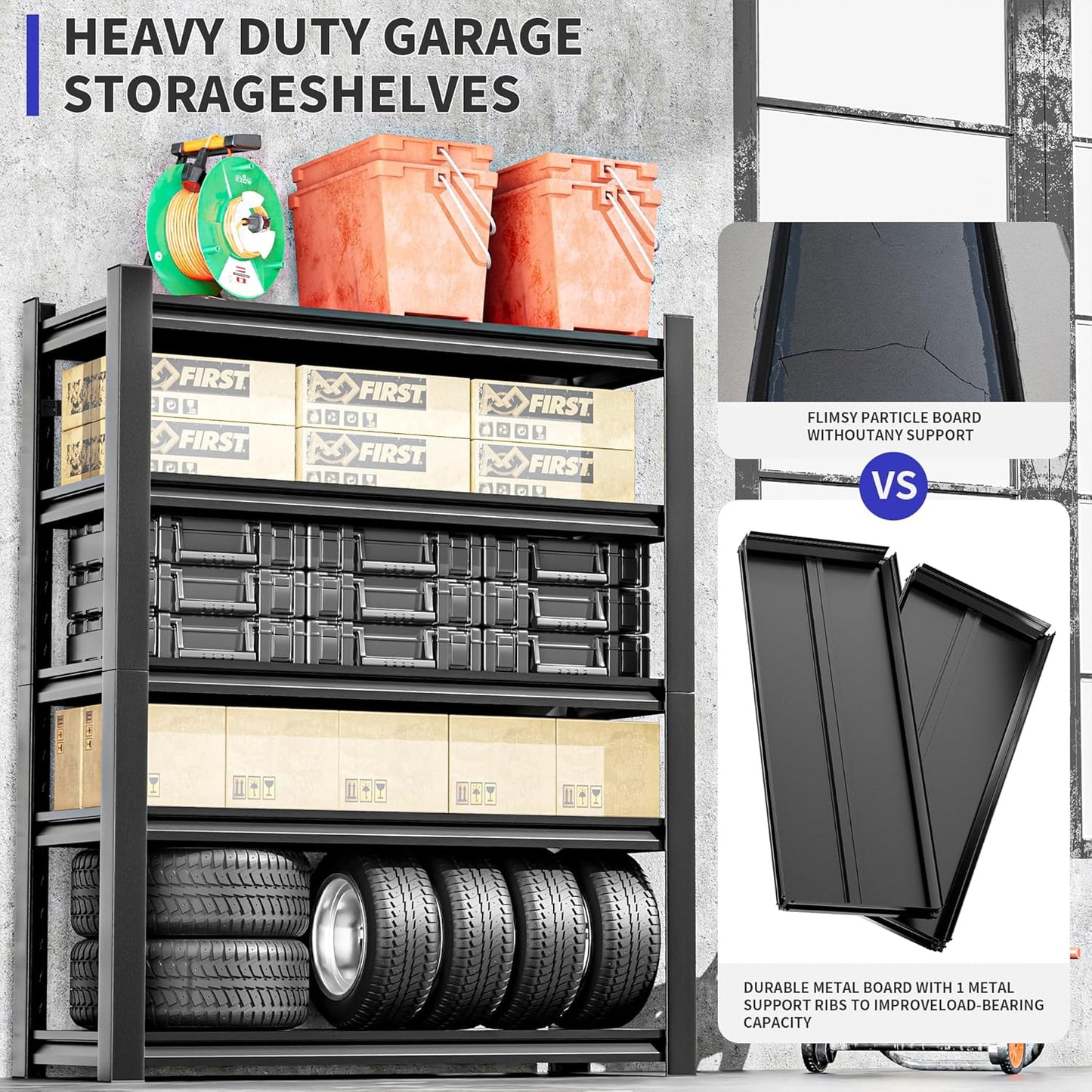 2 Set Garage Shelving Unit 72" H3000bls Heavy Duty Storage Shelves Easy Assembly 5 Tier Adjustable Metal Steel Utility Shelf Rack