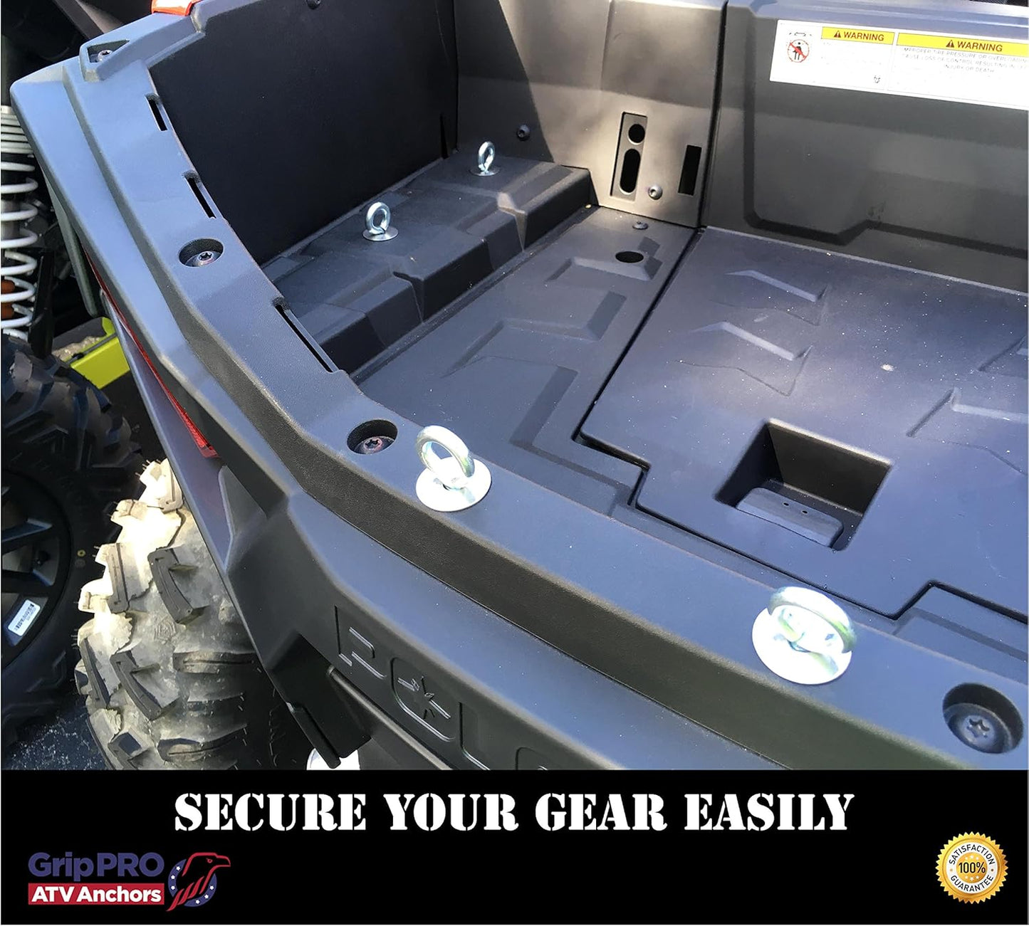 GripPRO ATV Anchors – 6 Pack Fits Polaris Lock & Ride Bed Holes on RZR & Sportsman with 1" Mounts – Secure Gear, Coolers, Tools – Compatible with 1000, 900, 850, 570 – Not for Ranger – US-Owned Brand