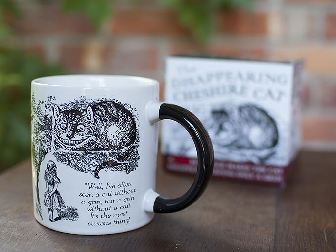 The Unemployed Philosophers Guild Heat Transforming Disappearing Cheshire Cat Mug - Hot Coffee Leaves Behind Only the Grin, Comes in Gift Box, 12oz