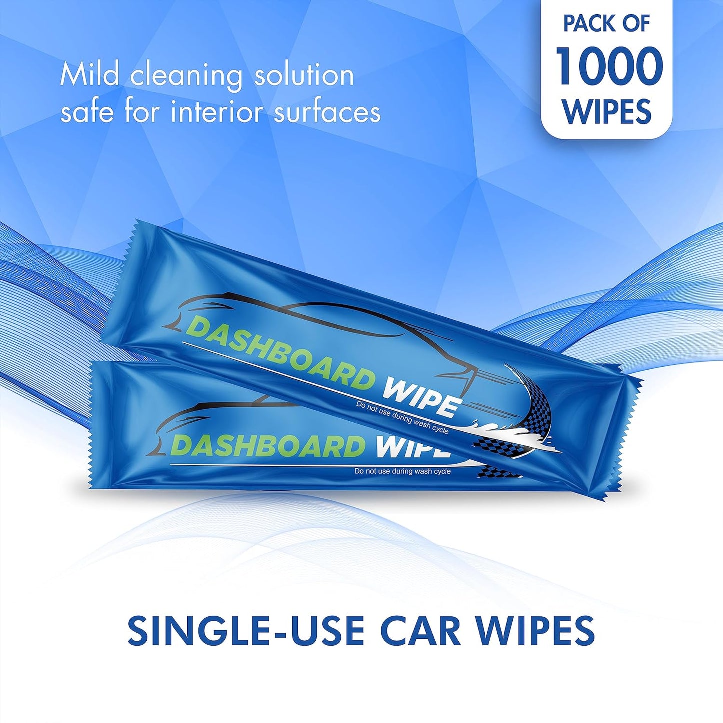 Diamond Wipes Car Wash Wipes with Refreshing Lemon Scent, Pack of 1000 Individually Wrapped Wipes, Dashboard Car Accessories Travel Essentials