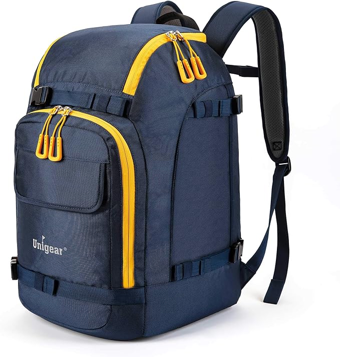 Unigear Ski Boot Bag, 50L Ski Boot Travel Backpack for Ski Helmet, Goggles, Gloves, Skis, Snowboard & Accessories (Blue)