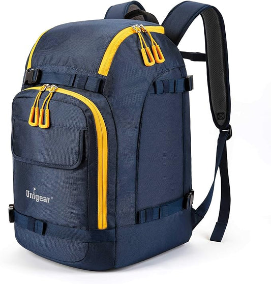 Unigear Ski Boot Bag, 50L Ski Boot Travel Backpack for Ski Helmet, Goggles, Gloves, Skis, Snowboard & Accessories (Blue)