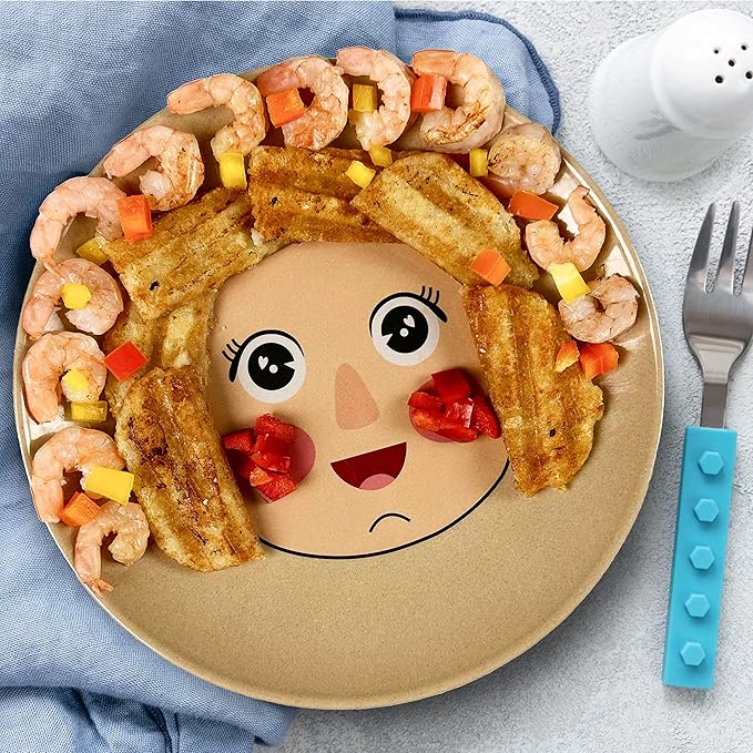 XIBORO BYEM Make A Face Plate For Kids (Plate x 1) Canadian Design Picky Eater Plates Unbreakable Microwave & Dishwasher Safe Cute Plates Biodegradable Toxin & Melamine Free