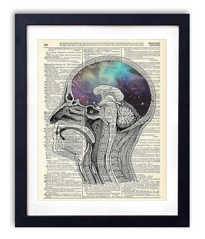 Vintage Anatomy Illustration Art, Dictionary Print, Antique Wall Art Home Decor, Modern Boho, Medical Posters, Farmhouse Decoration 8x10 Inches, Ready To Frame (Infinite Thoughts)