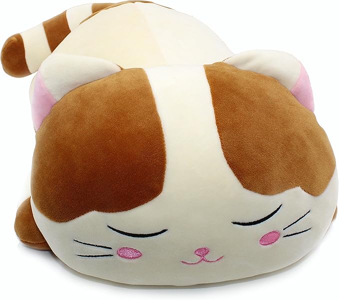 Very Soft Cat Big Hugging Pillow Plush Kitten Kitty Stuffed Animals Brown 23.5"