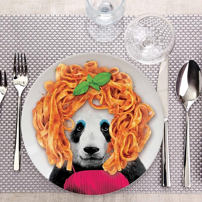 Wild Dining Dinner Plate I Funny Dinner Plate I 100% Ceramic I 9-inch Plate I Funny Plate with Goofy Pet Print I Gift Idea for Students | Di