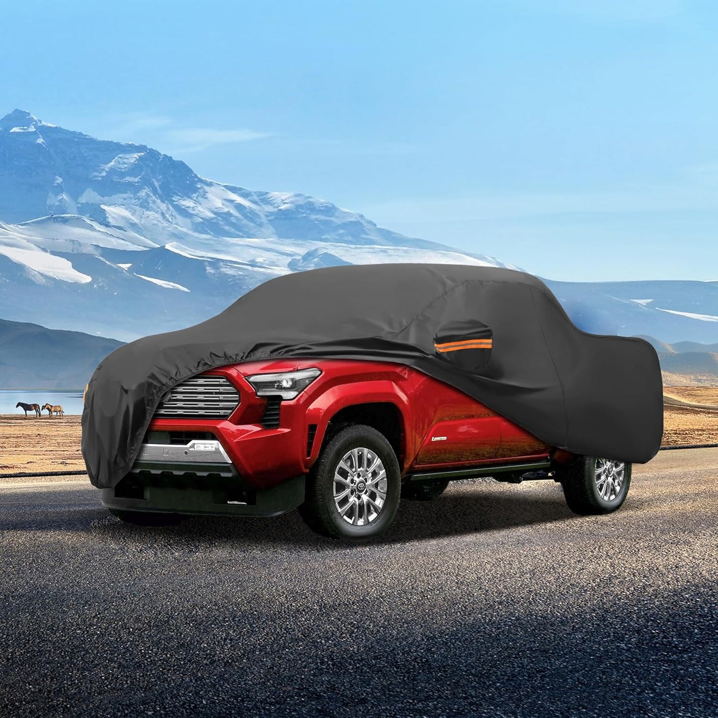 MORNYRAY Compatible with Toyota Tacoma,Car Cover Outdoor Waterproof Sun Rain Snow Hail Protection with Driver Door Zipper (Black, Custom Fit Toyota Tacoma)