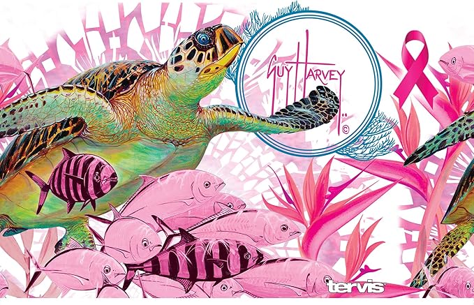 Tervis Guy Harvey Triple Walled Insulated Tumbler Travel Cup Keeps Drinks Cold & Hot, 20oz Legacy - Stainless Steel, Breast Cancer Awareness Turtles