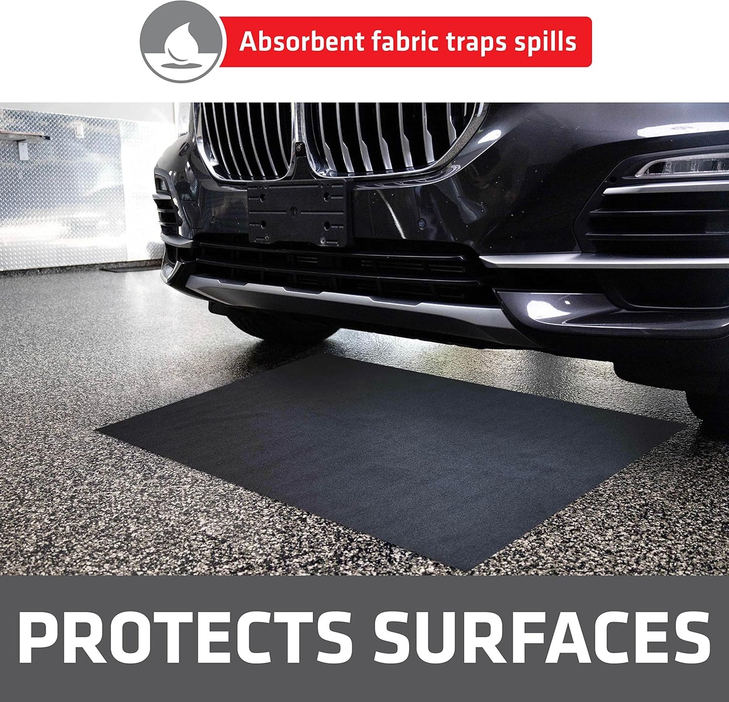 Drymate XL Oil Spill Mat (36" x 59") (2-Pack), Premium Absorbent Oil Pad, Reusable, Washable, Durable, Waterproof Backing Contains Liquids, Protects Garage Floor Surface (USA Made)