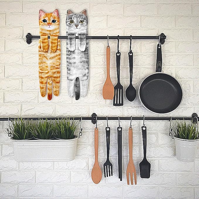 AGRIMONY Cat Funny Hand Towels for Bathroom Kitchen - Cute Decorative Cat Decor Hanging Washcloths Face Towels Super Absorbent Soft - Housewarming Birthday Christmas Fun Gifts for Women Cat Lovers