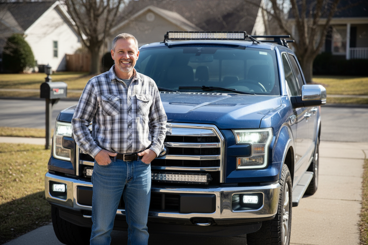 "Excellent customer service! They helped me choose the right LED lights for my truck, and shipping was fast. I’ll definitely be coming back for more upgrades." (make it real photo)