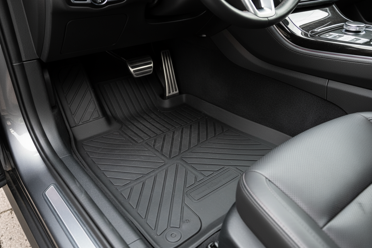 "Finally, a car accessories store that delivers both style and durability. The floor mats I bought fit perfectly and still look brand new after months of use. Highly recommend RoadMaster Garage!" (make it real photo)